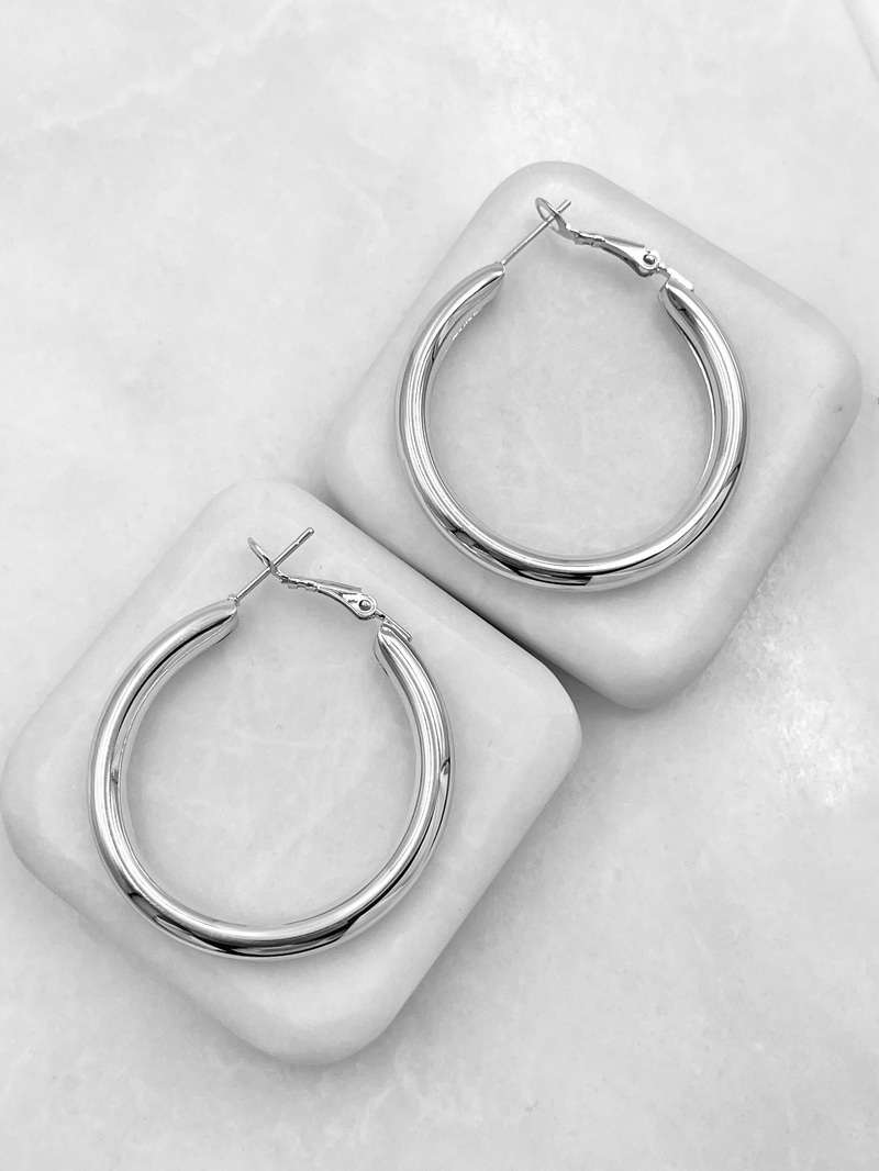 Bombe Halka Küpe 4 cm Gümüş