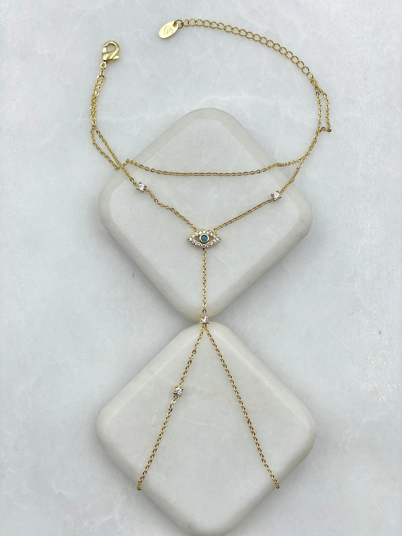 Minimal Taşlı Göz Model Şahmeran Gold