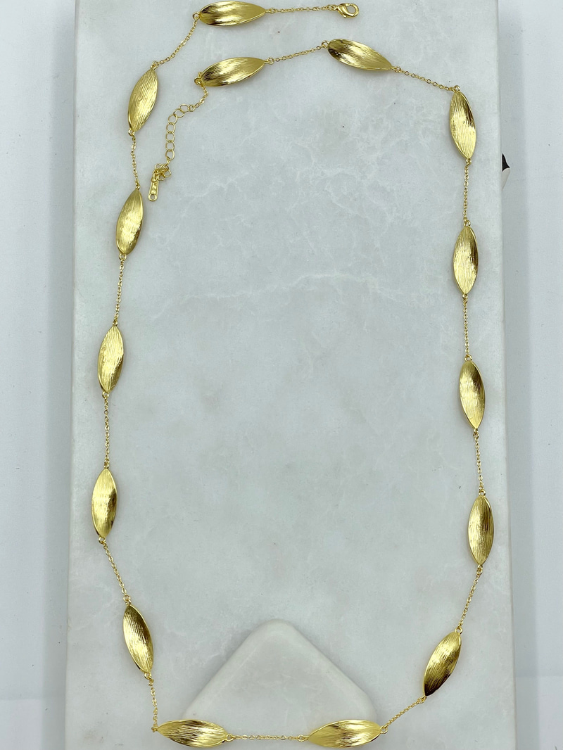 Yaprak Plaka Kolye 80 cm Gold