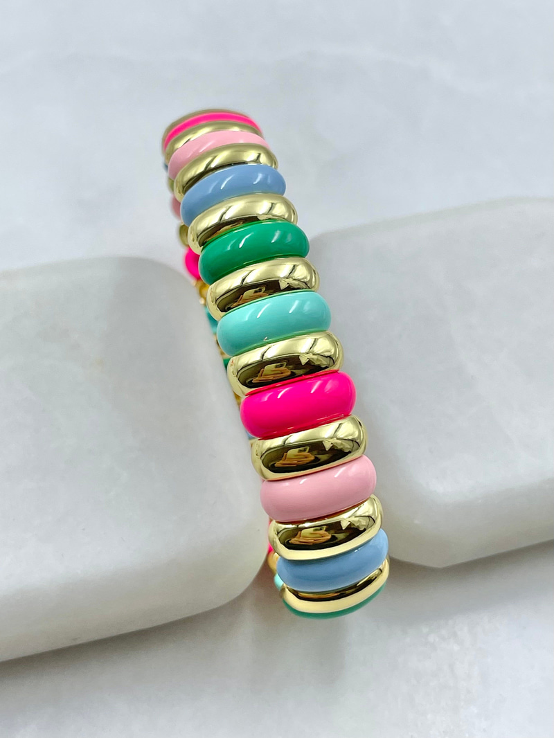 Renkli Sütun Porselen Lastik Bileklik Renkli