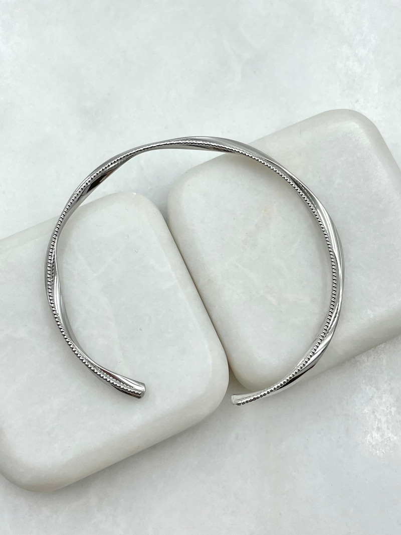 Altın Kaplama Topçuk Tel ve Dalga Model Kelepçe Bileklik Gümüş