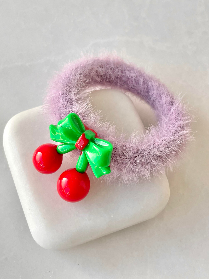 Kirazlı Scrunchie Toka Mor