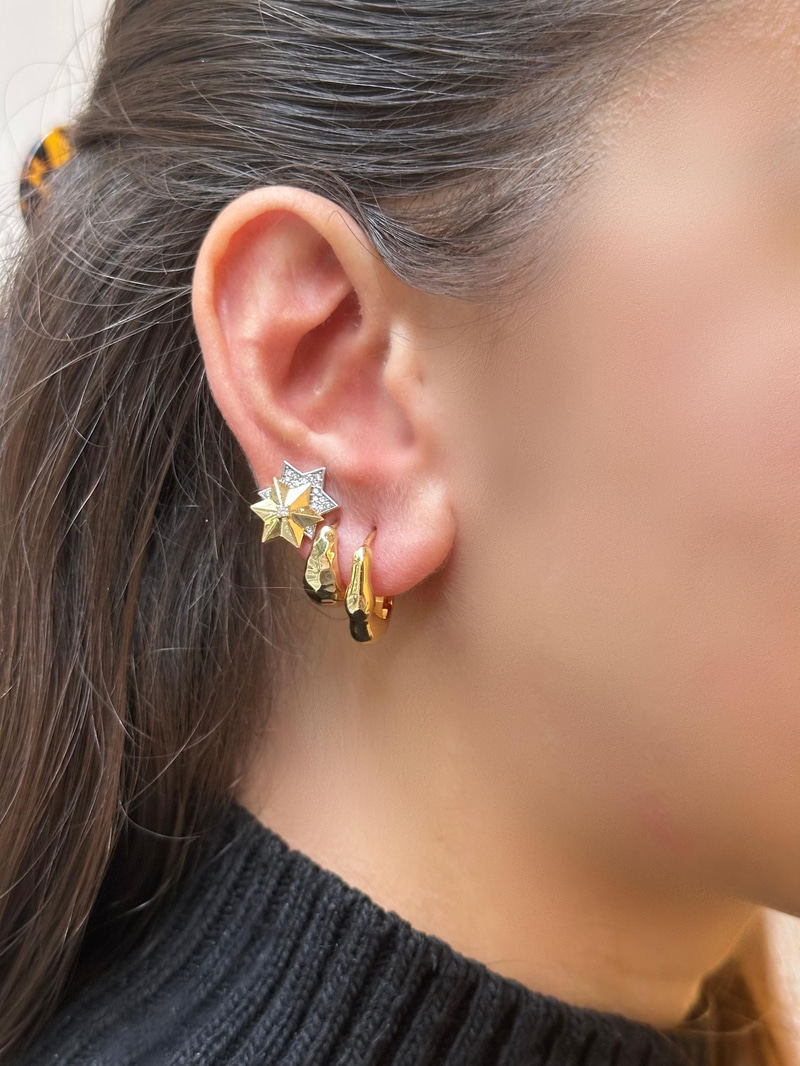 Özel Seri Kemik Model Halka Küpe Gold