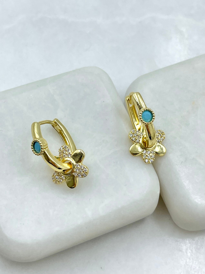 Çiçek Charmlı U Küpe Gold