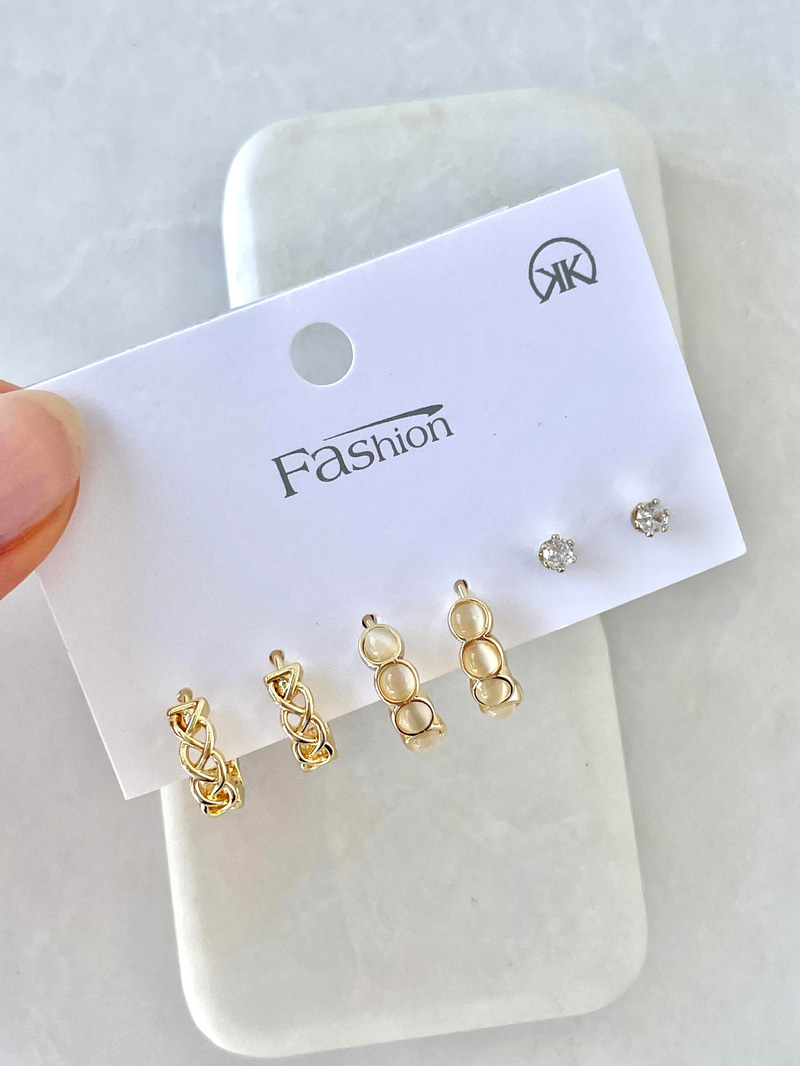 Altın Kaplama Altılı Burgu Model Küpe Gold
