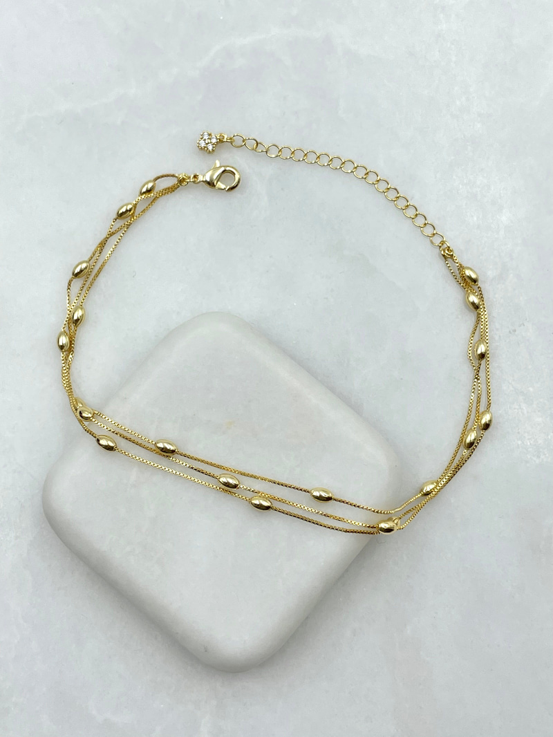 Üç Sıra Oval Model Halhal Gold