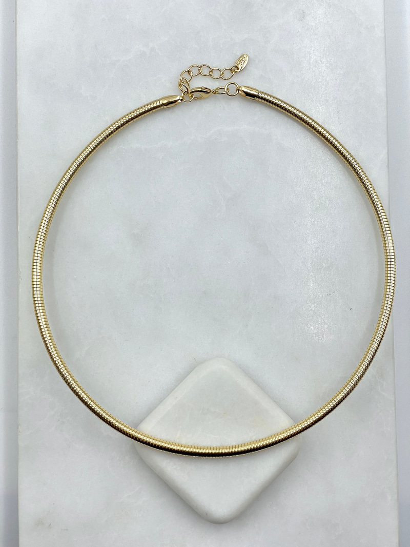 Boru Yılan Zincir Choker Kolye Gold