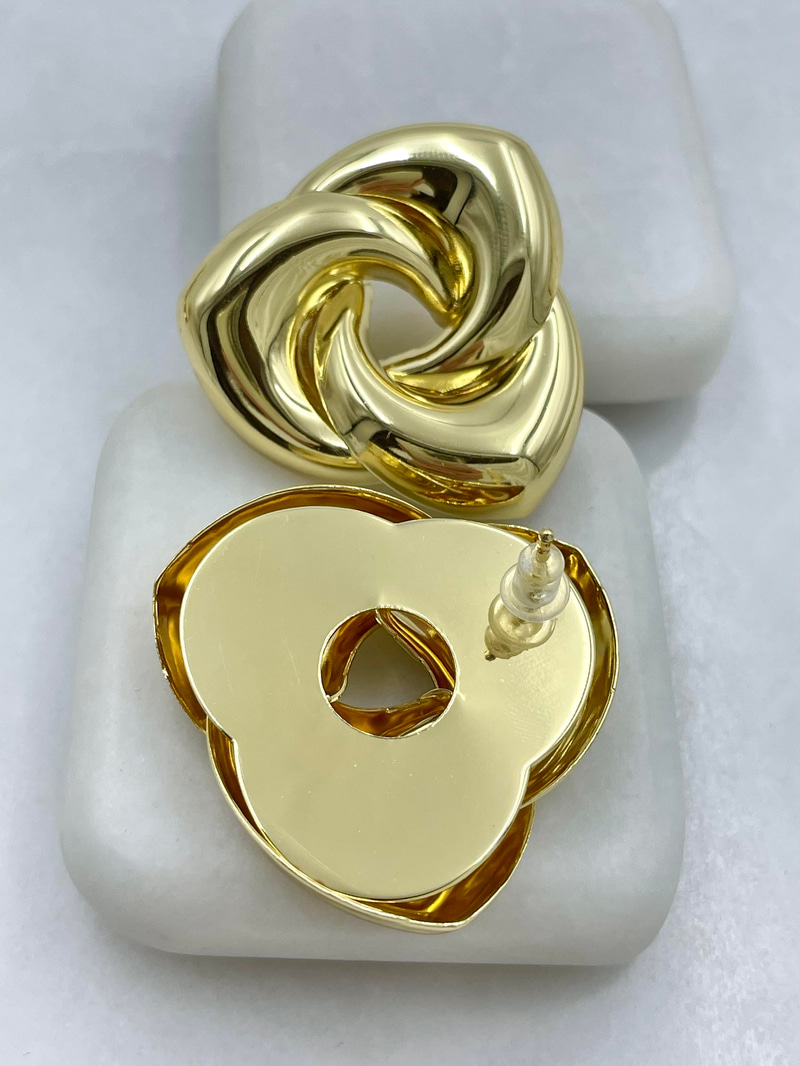 Altın Kaplama İç İçe OVal Küpe Gold