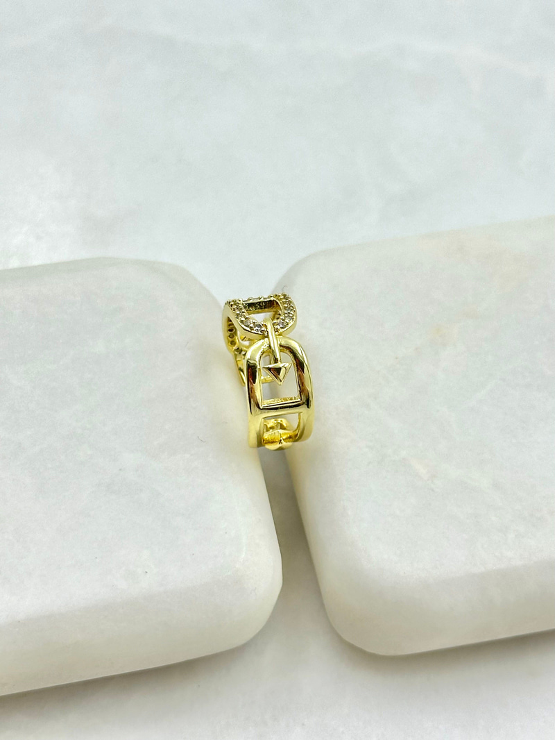Gömme Taşlı Düğme Model Kıkırdak Küpe Gold