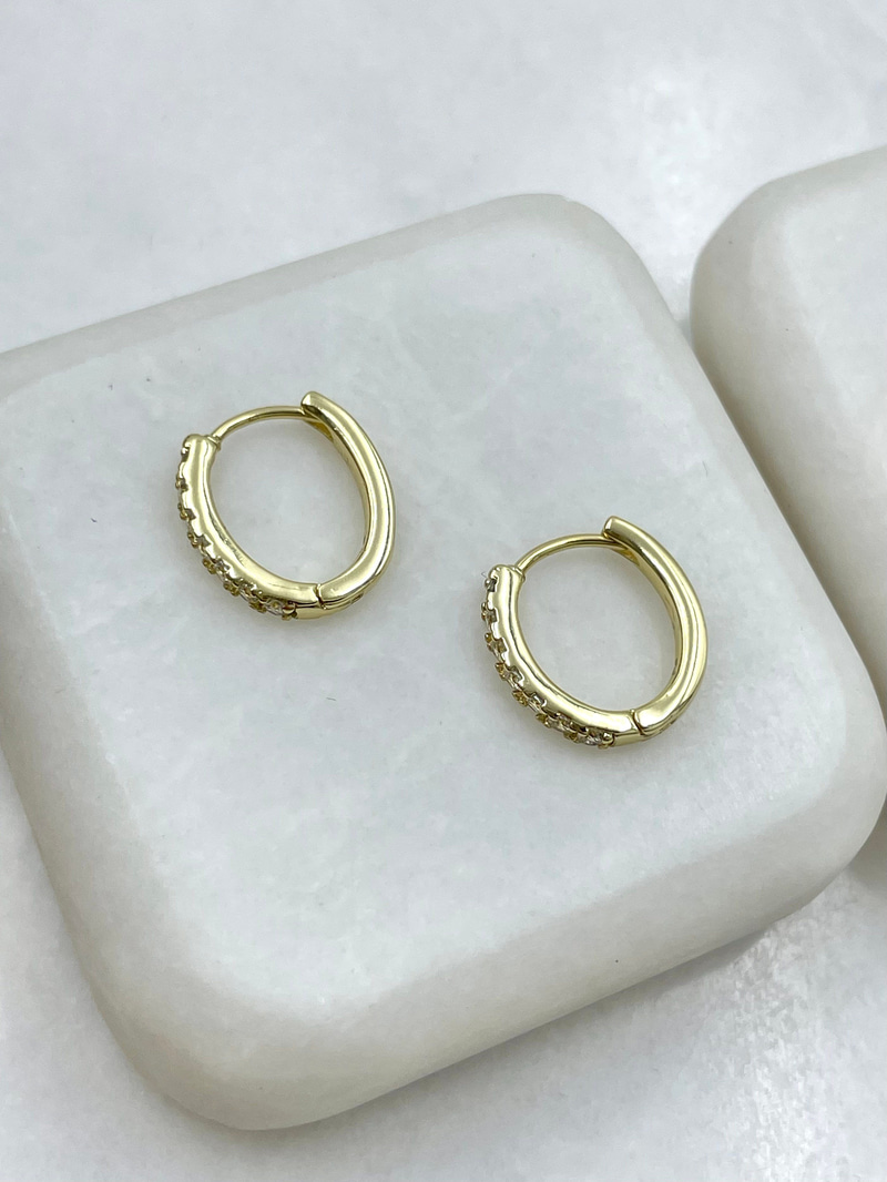 Özel Seri Kristal Taşlı Basic Halka Küpe Gold