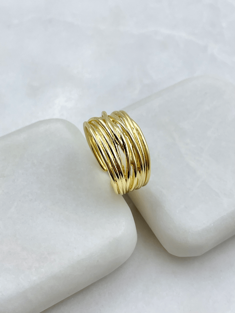 Altın Kaplama Çoklu Çapraz Yüzük Gold