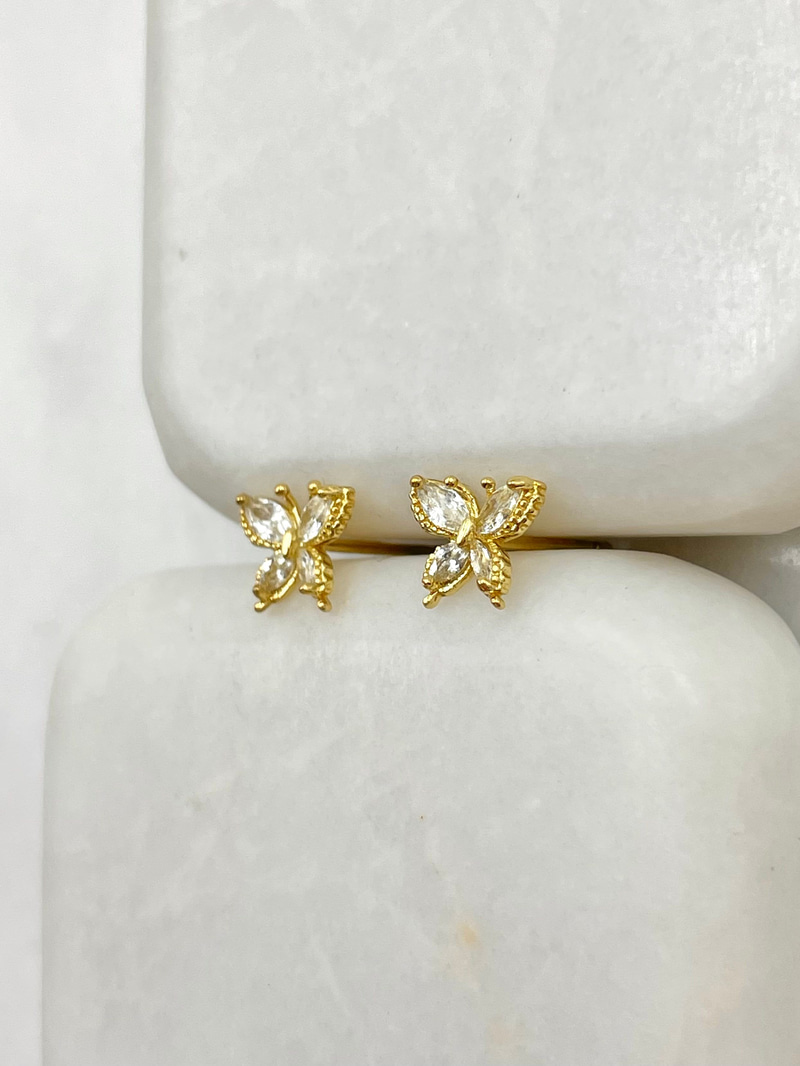 Özel Seri Minimal Vintage Kelebek Küpe 0.6 cm Gold