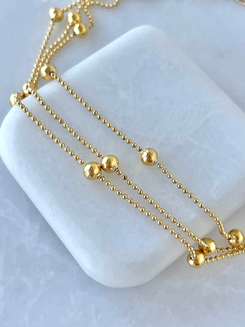 Çelik Üç Sıra Topçuklu Halhal Gold
