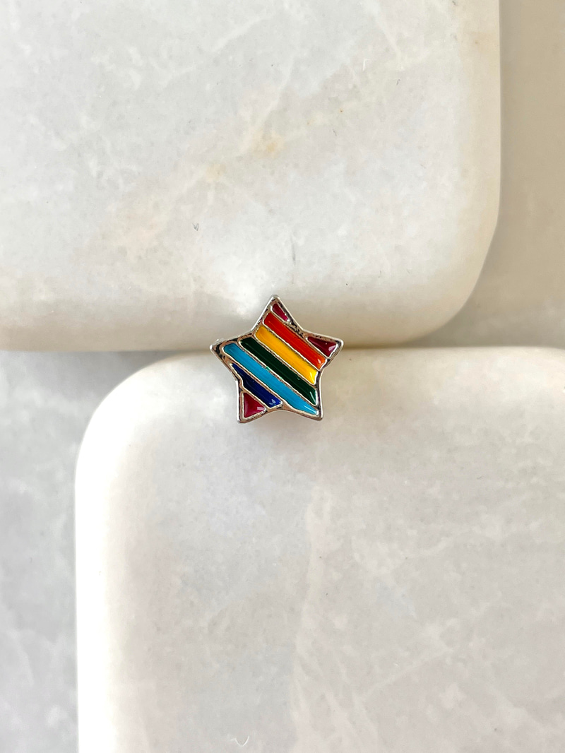 Renkli Yıldız Charm Pndr Silver