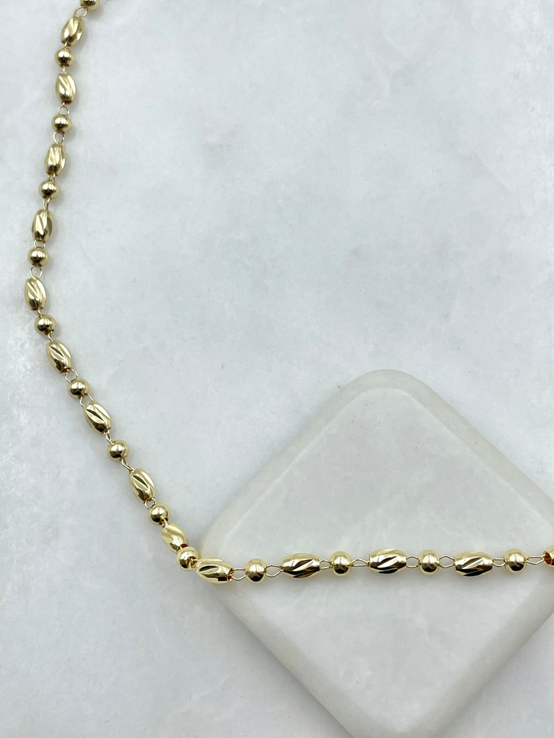 Topçuk ve Bombe Boru Zincir Kolye Gold