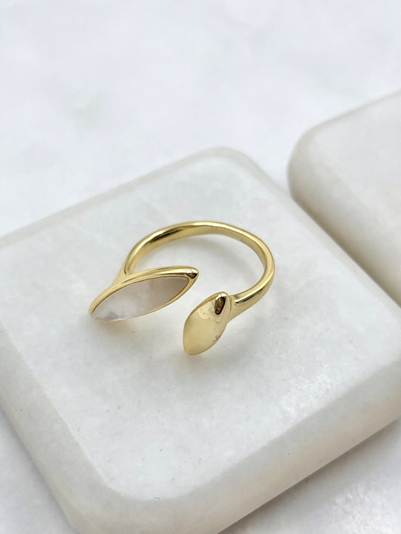 Sedefli İkili Oval Model Yüzük Gold