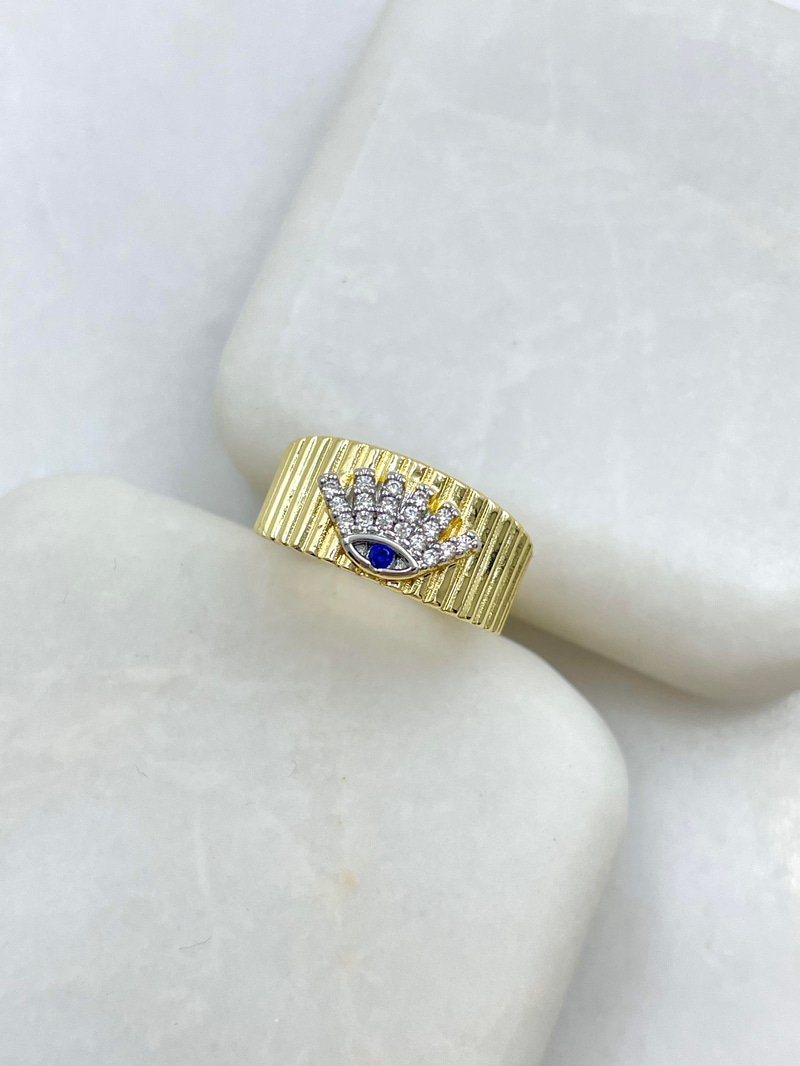 Altın Kaplama Gömme Taşlı Göz Model Serçe Parmak Yüzüğü Gold