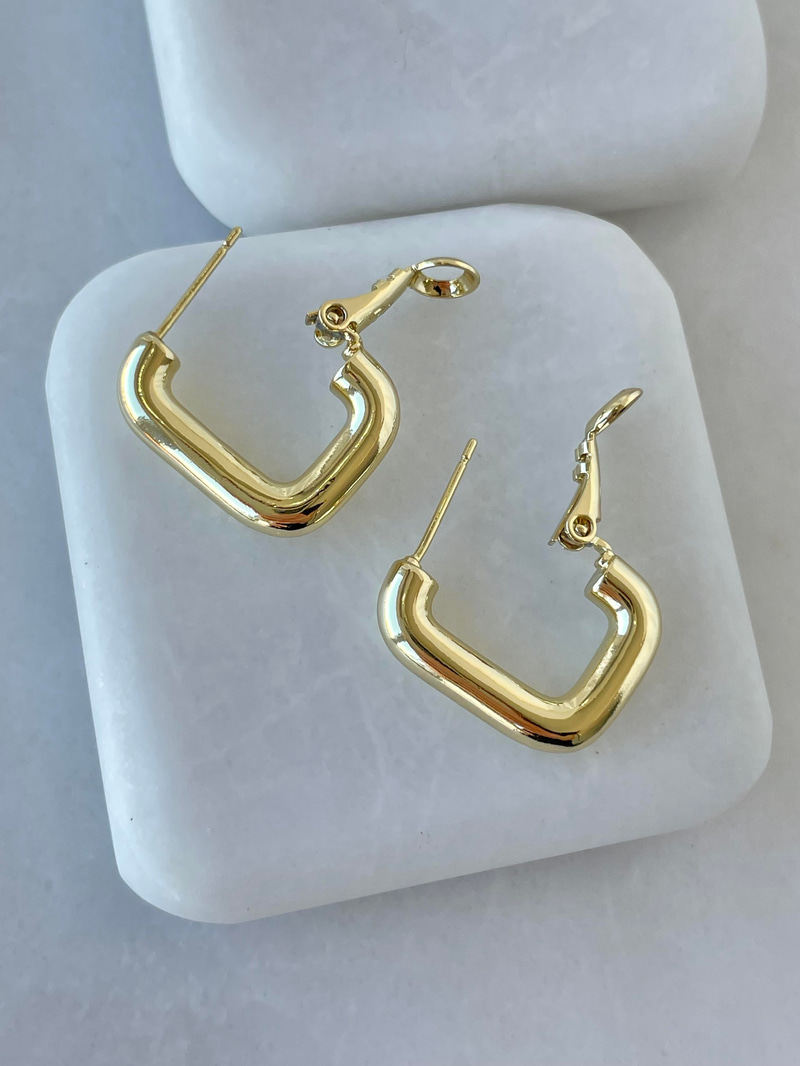 Özel Seri Basic Kare Küpe Gold