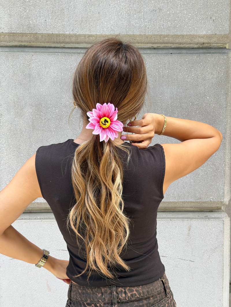 Ayçiçeği Scrunchie Toka Pembe