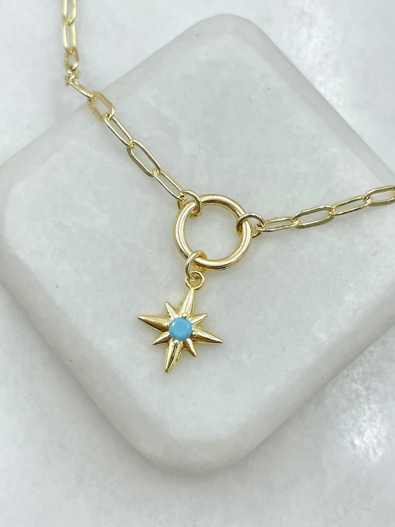 Altın Kaplama Kuzey Yıldızı Sallantılı Minik Ataç Zincir Bileklik Gold