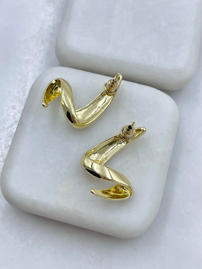 Altın Kaplama Dalga Küpe Gold