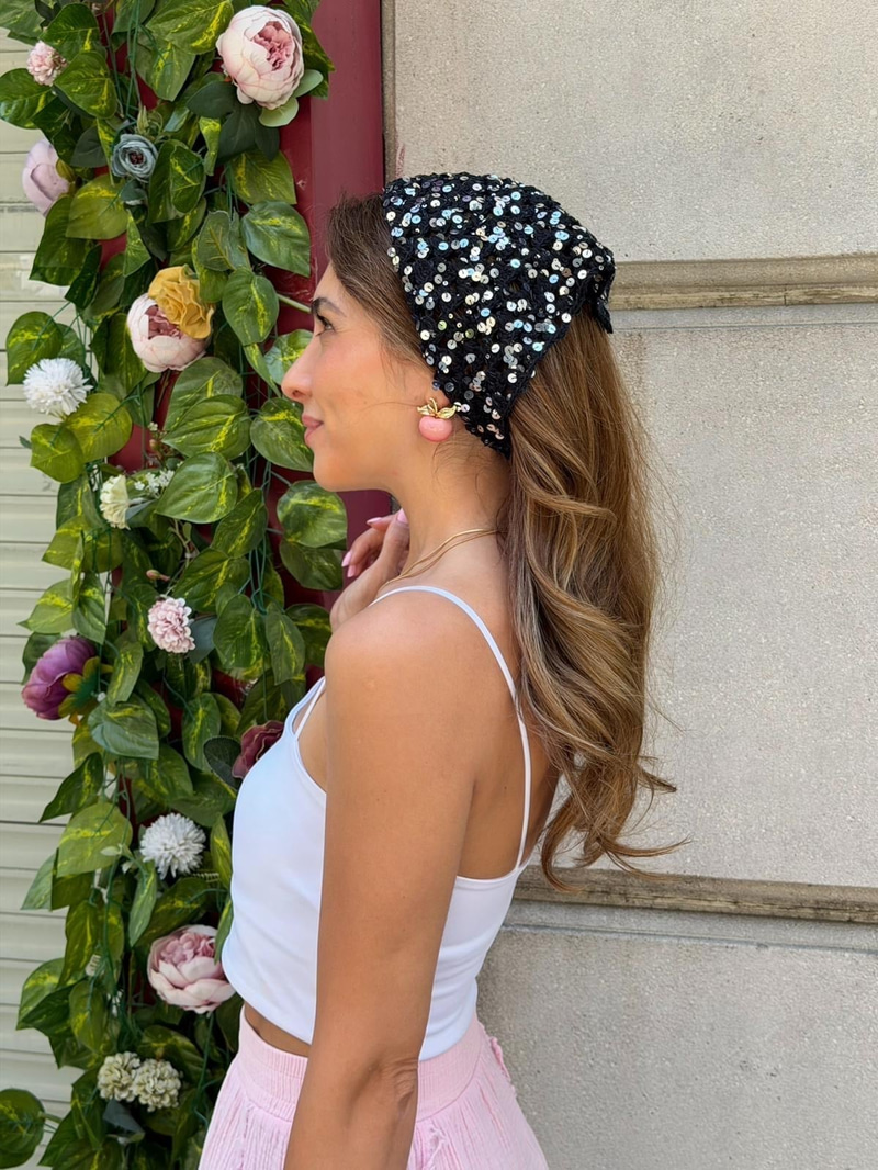 Pullu Bandana Siyah