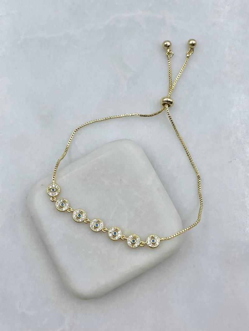 Minimal Altılı Daire Göz Asansörlü Bileklik Gold