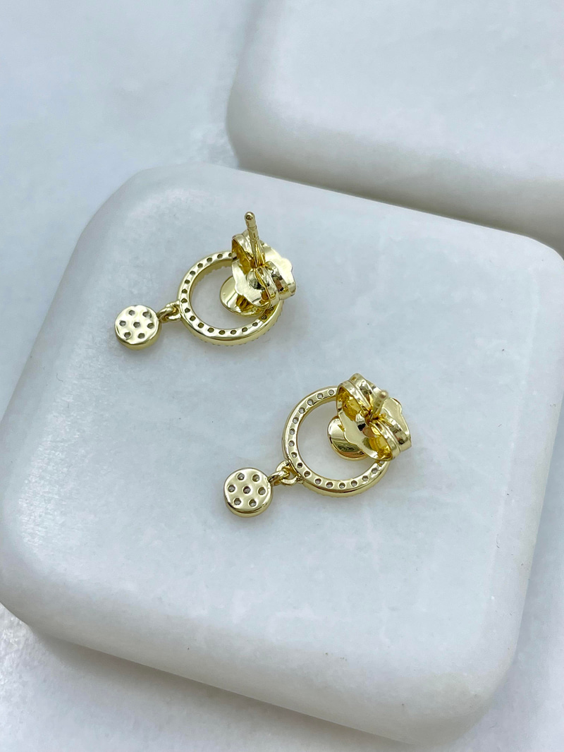 Özel Seri Gömme Taşlı Daire Model Küpe Gold