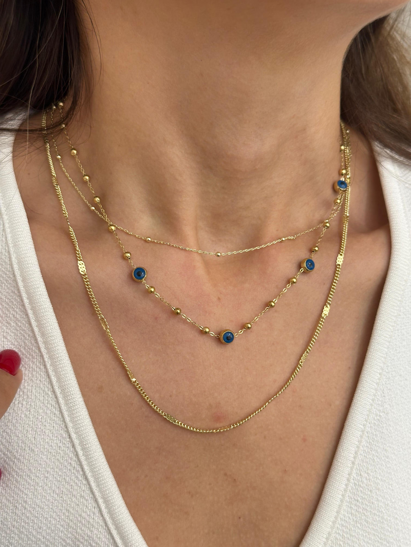 Çelik Minimal Topçuk Kolye 40 cm Gold