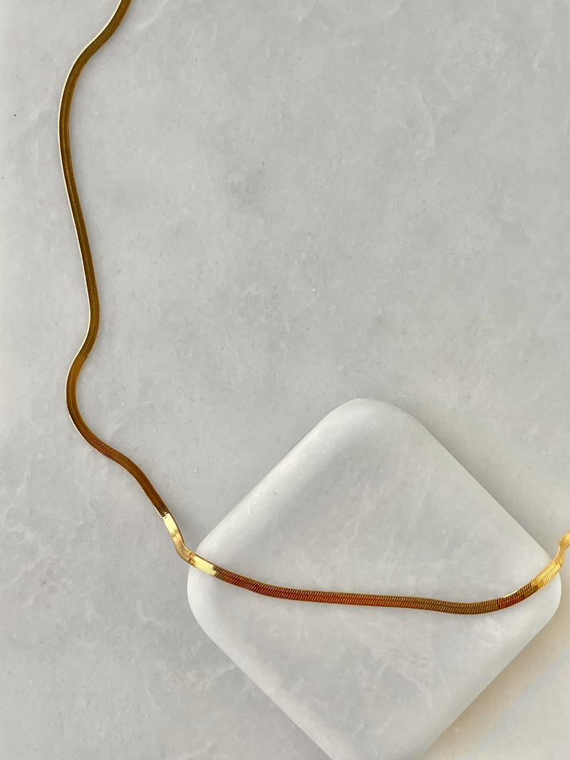 Çelik Minimal İtalyan Zincir Kolye 45 cm Gold