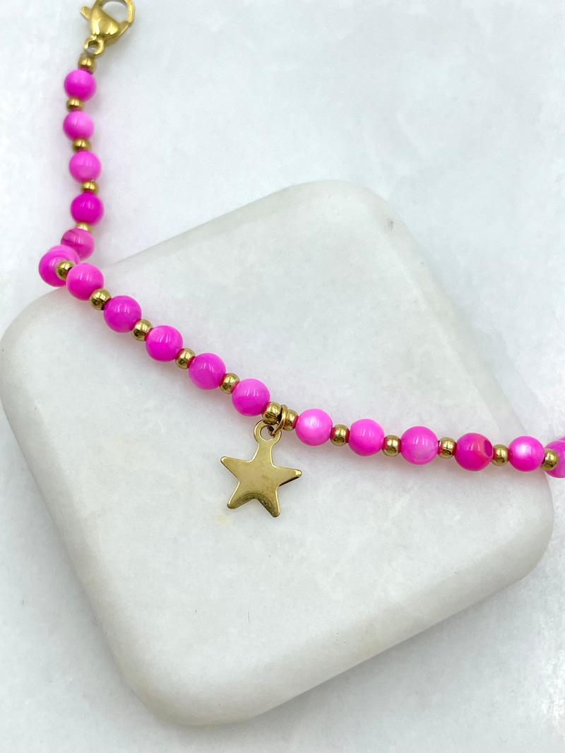 Yıldız Sallantılı Pembe Topçuk Halhal Gold