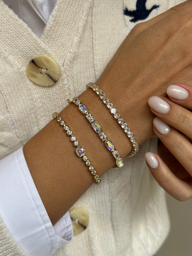 Özel Seri Swarovski ve Kristal Taşlı Bileklik Gold
