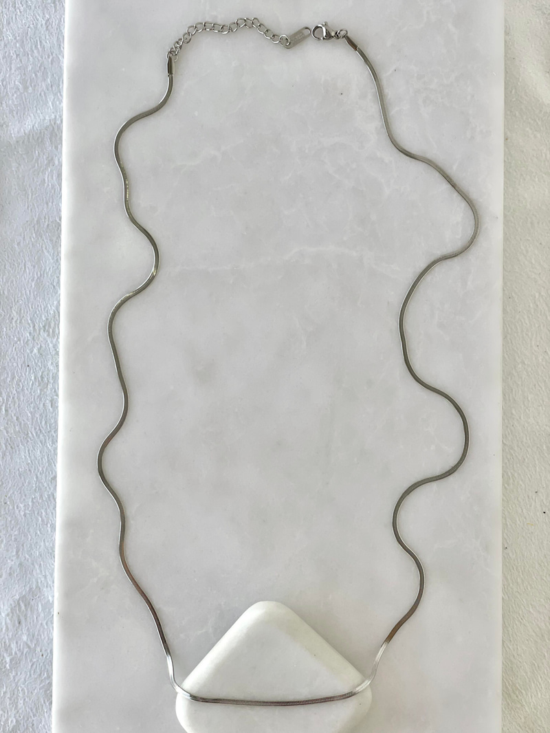 Çelik İnce Yılan Zincir Kolye Gümüş Renk 60 cm