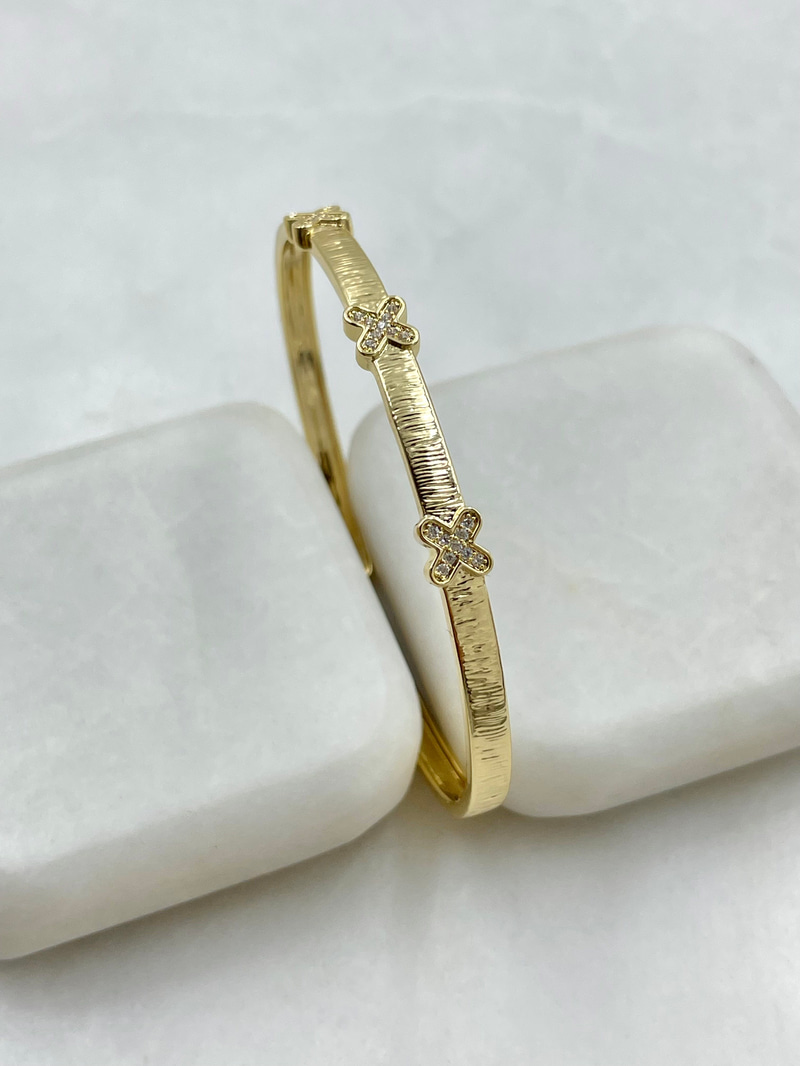 X Model Ezme Plaka Bileklik Gold