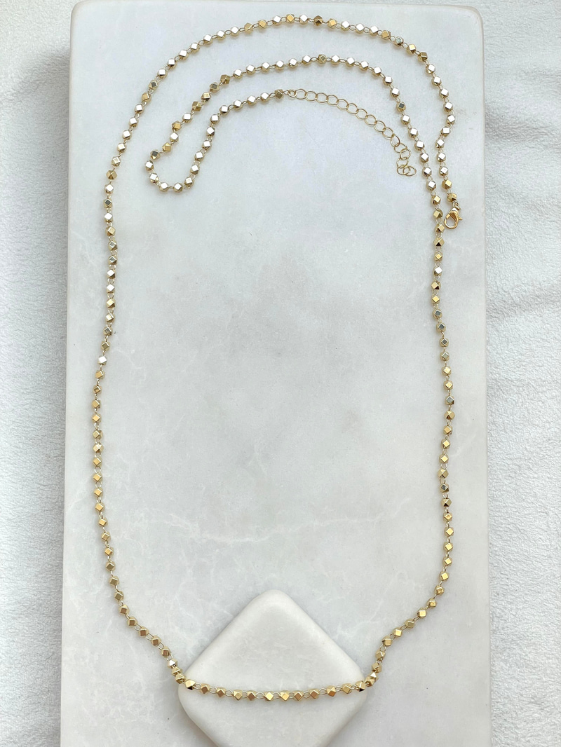 Altın Kaplama Işıltılı Küp Zincir Kolye 95 cm Gold