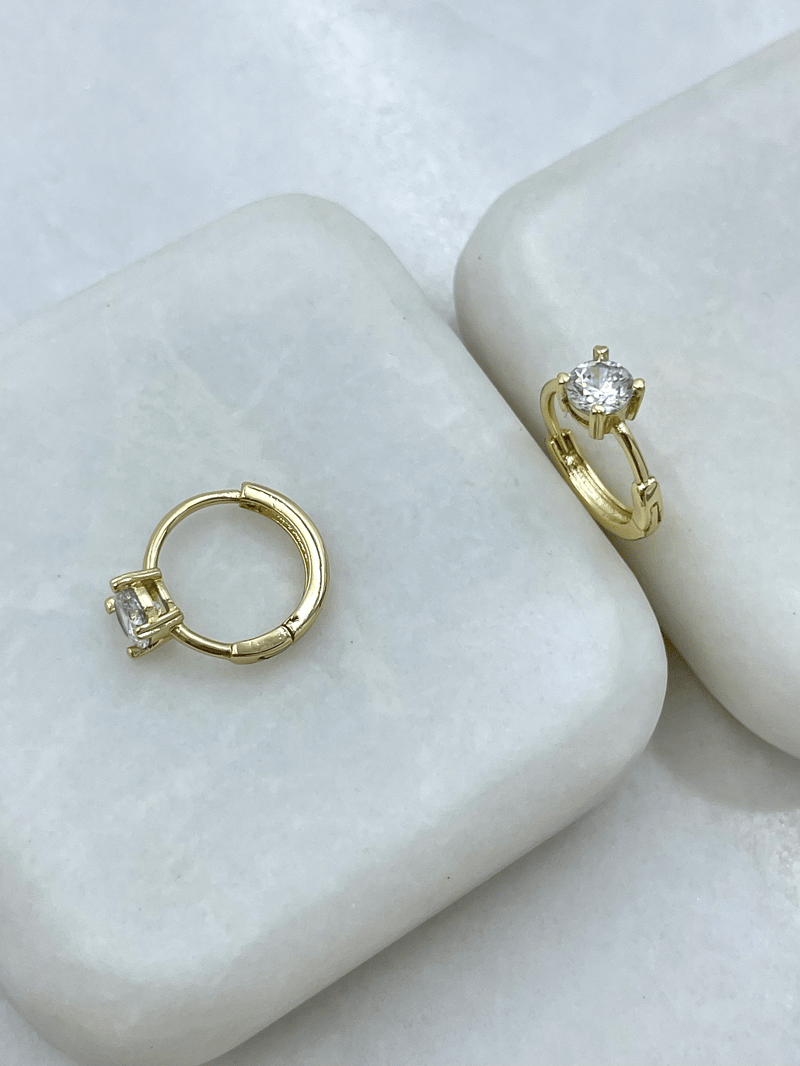 Özel Seri Tektaş Halka Küpe 1.4 cm Gold