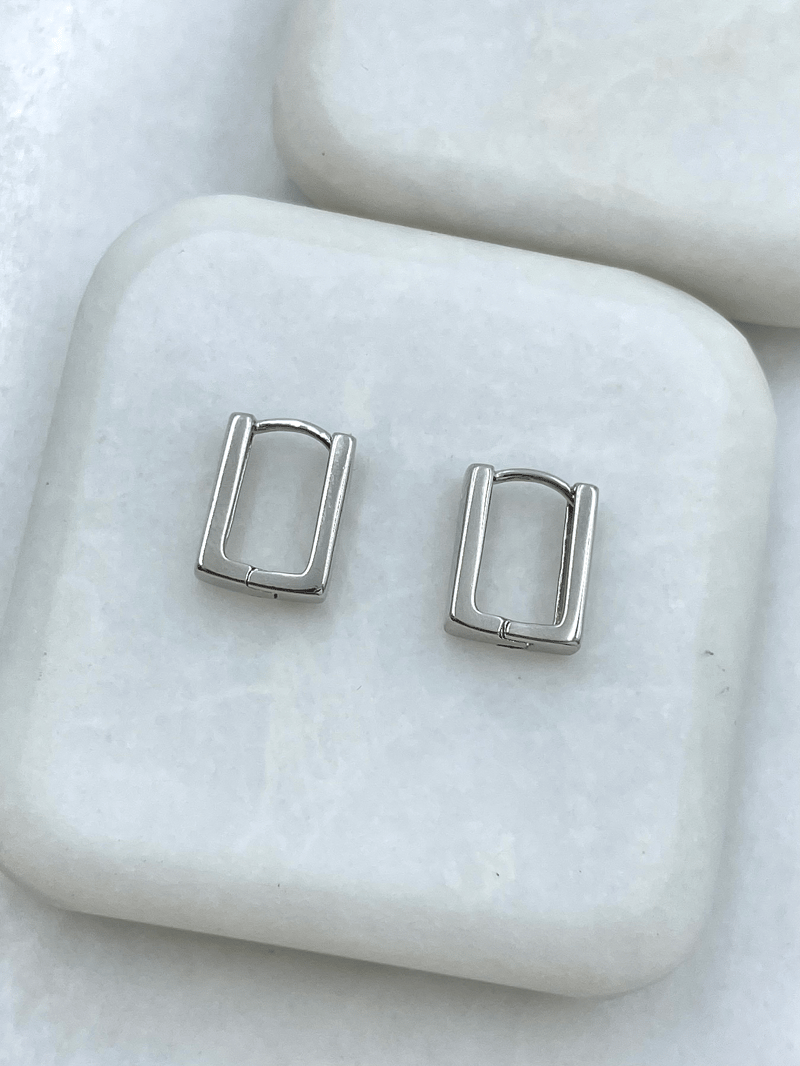 Özel Seri Minik Kare Küpe 1.2 cm Gümüş