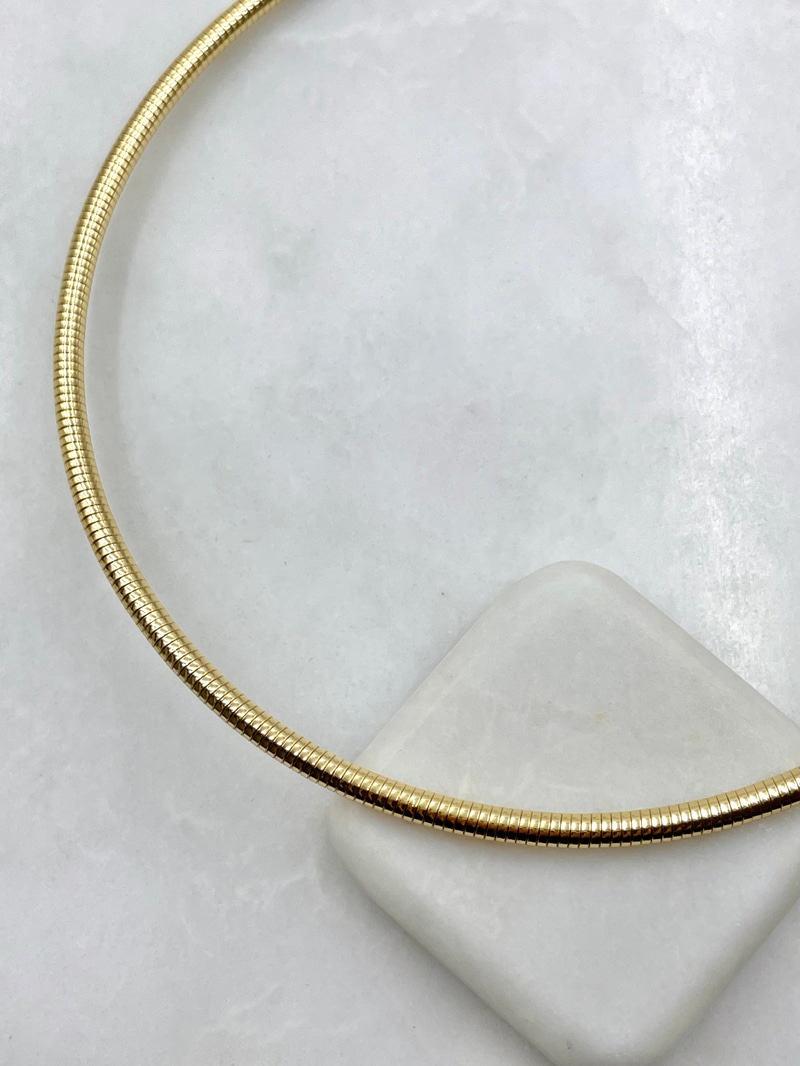 Boru Yılan Zincir Choker Kolye Gold