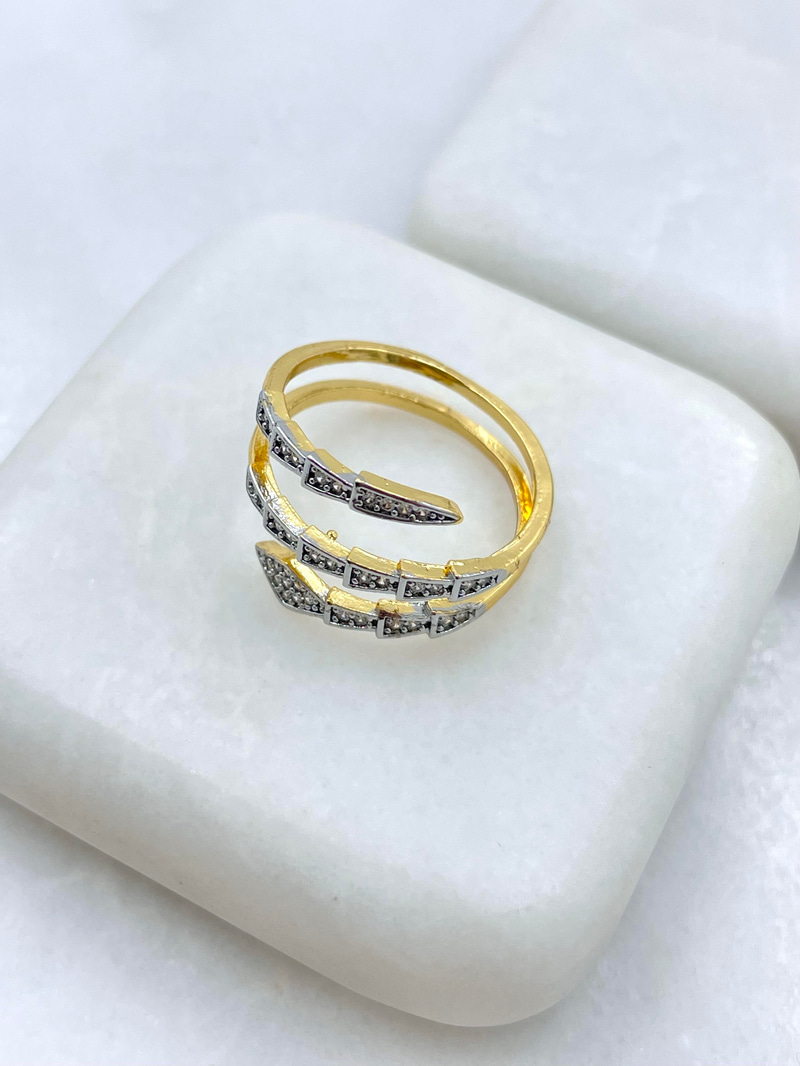 Altın Kaplama Çift Renk Yılan Model Yüzük Gold