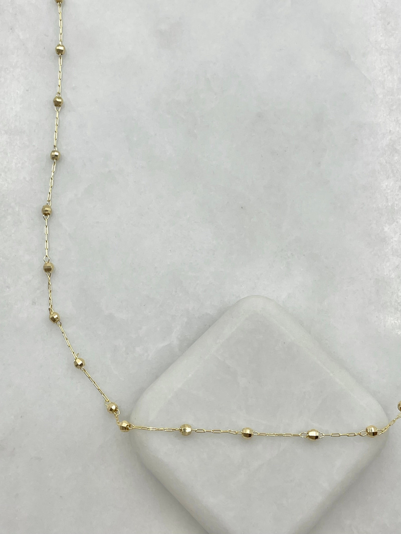 Minimal Işıltılı Topçuk Zincir Kolye 60 cm Gold