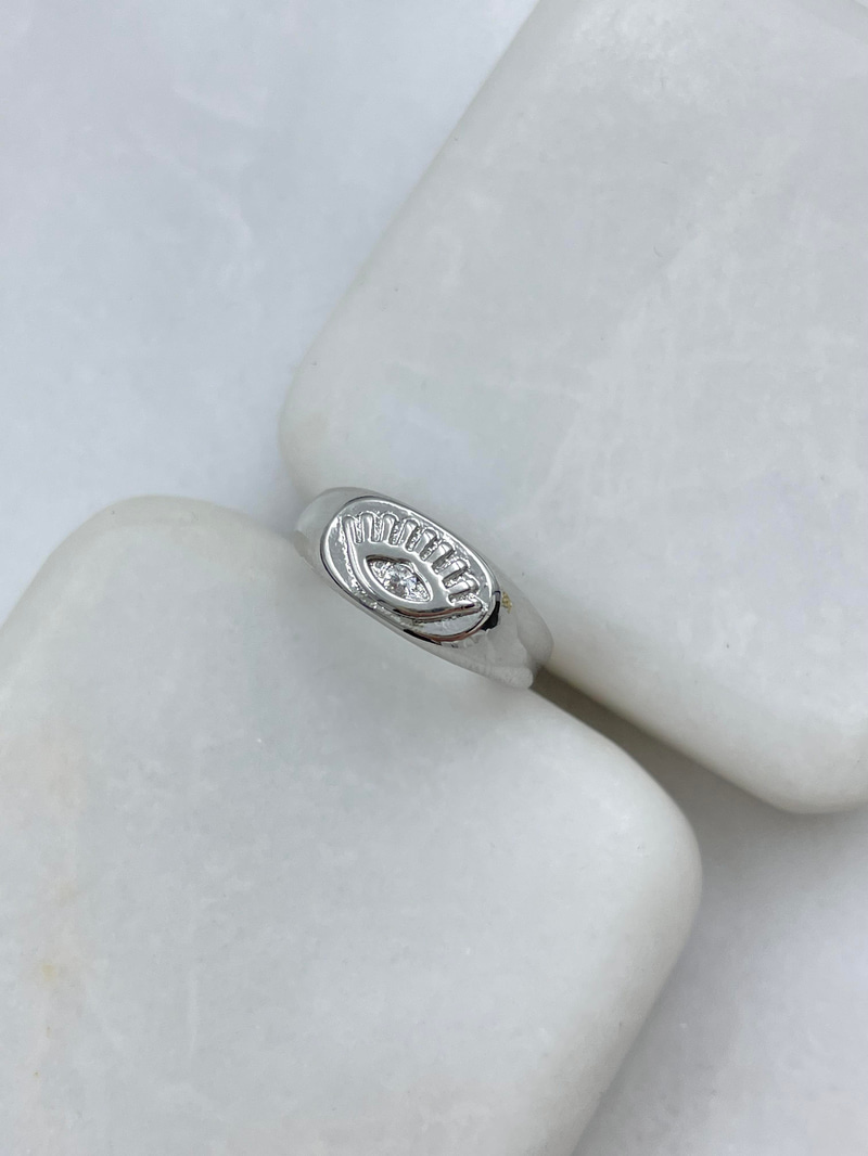 Altın Kaplama Göz Model Serçe Parmak Yüzüğü Gümüş