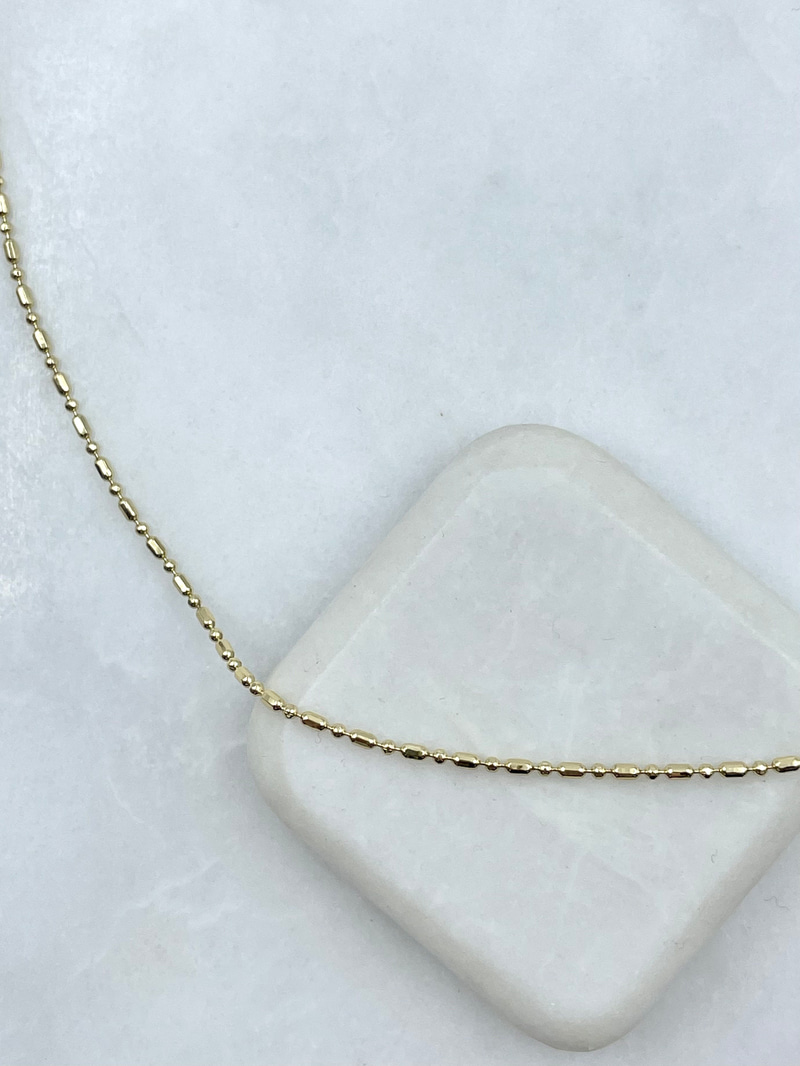 Topçuk Ve Silindir Zincir Kolye 60 cm Gold