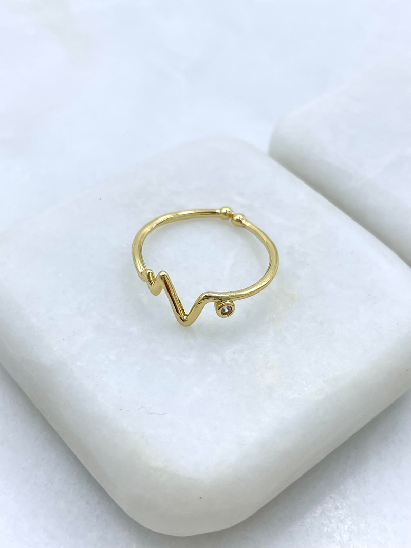 Altın Kaplama Minimal Kalp Atışı Yüzük Gold