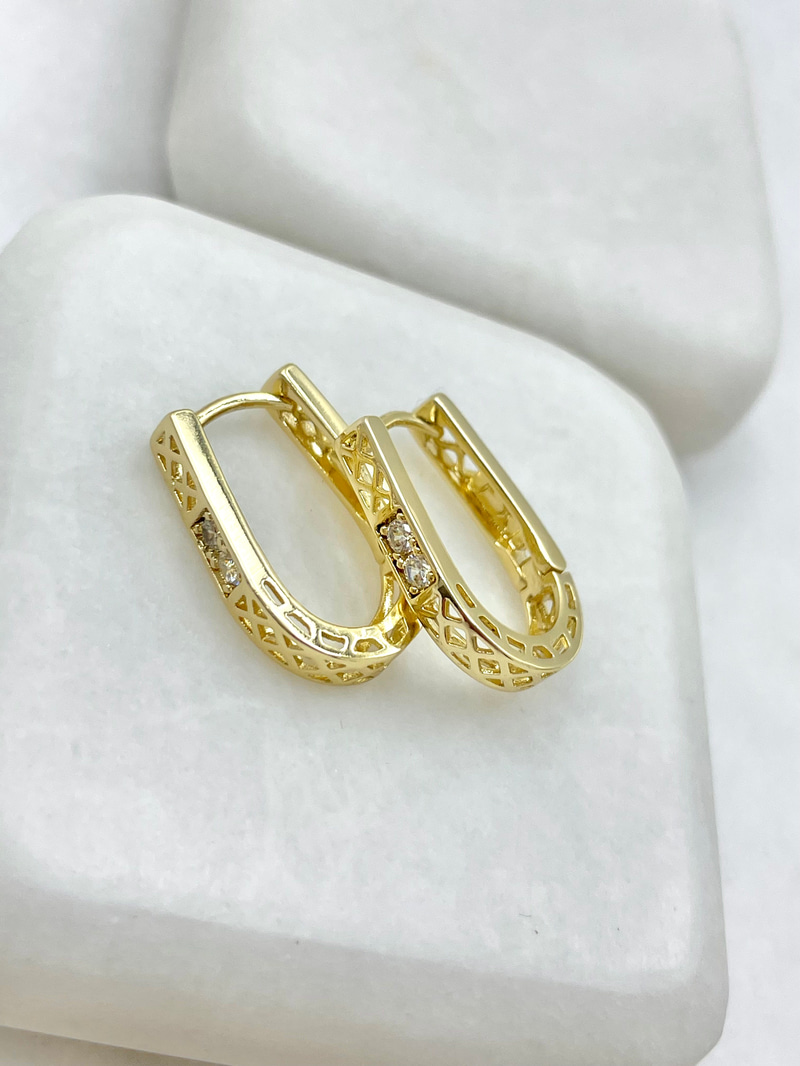 Özel Seri Çapraz Desenli U Küpe Gold