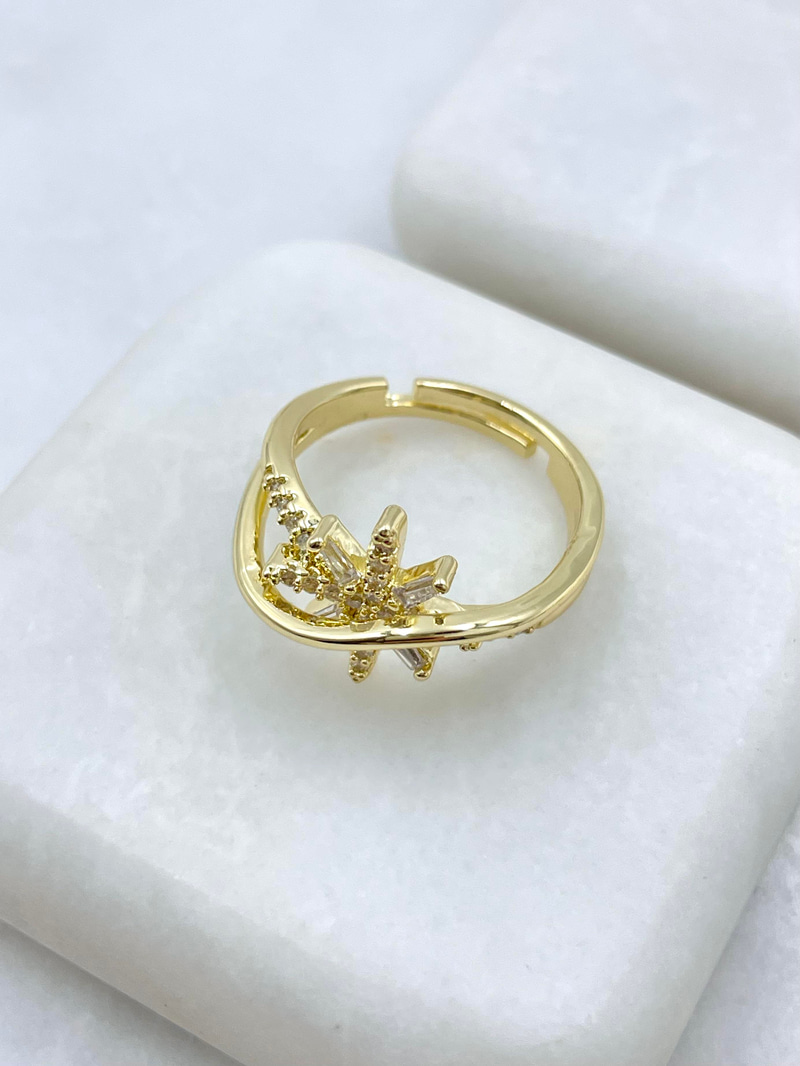 Altın Kaplama Kristal Taşlı Kuzey Yıldız Yüzük Gold