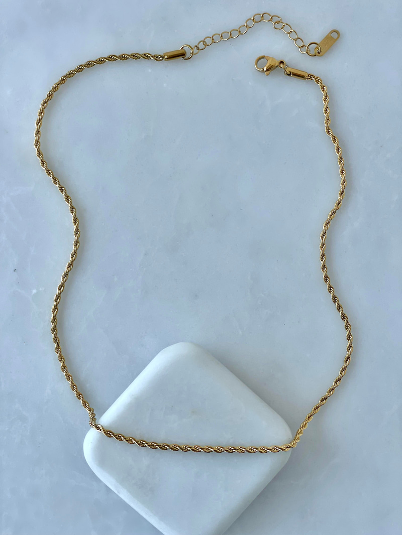Çelik 40 cm Burgu Zincir Kolye Gold