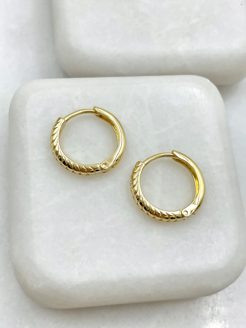 Özel Seri Yılan Derisi Basic Halka Küpe Gold