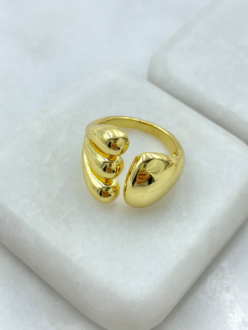 Altın Kaplama Üç Damla Yüzük Gold