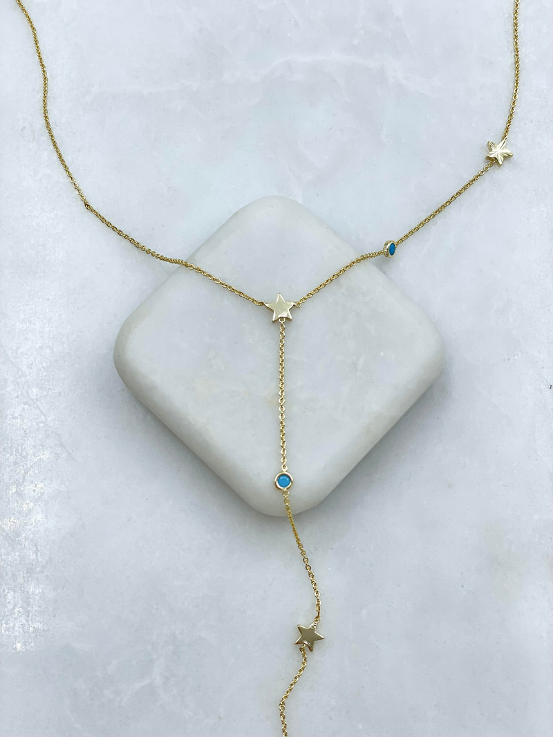 Altın Kaplama Minimal Yıldız Y Model Kolye Gold