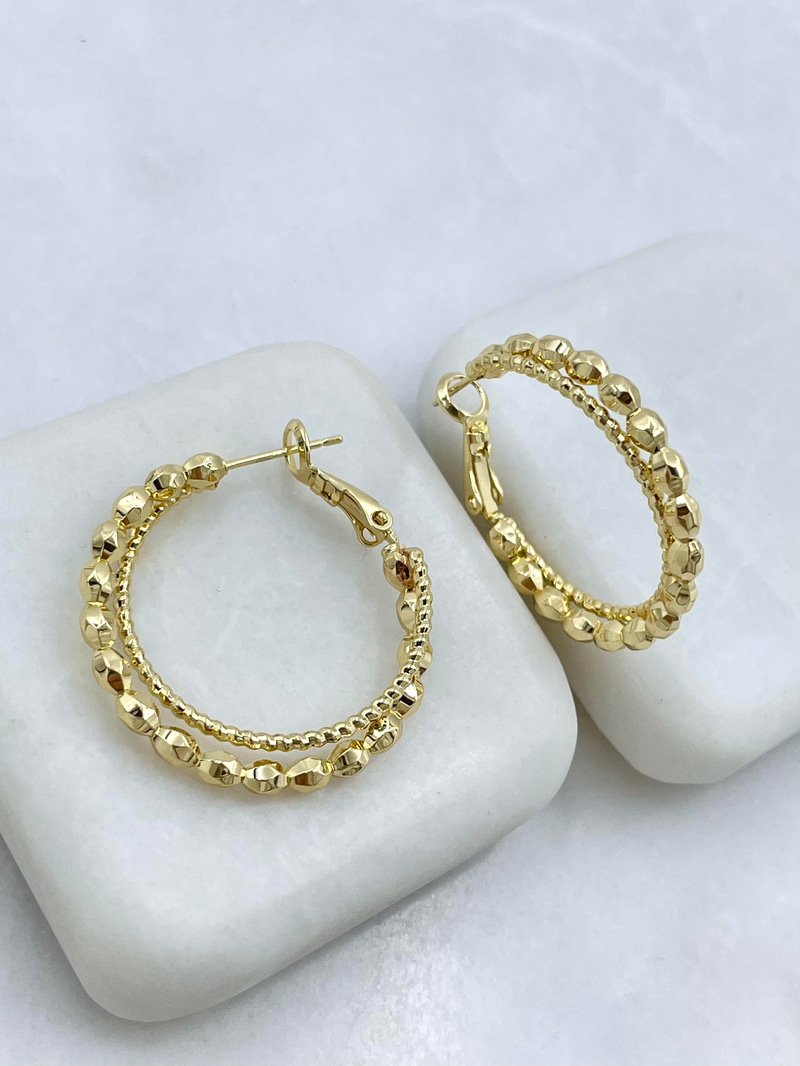 Altın Kaplama Büyük Küçük Disko Topu Halka Küpe Gold